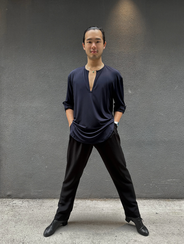 Navy Blue Loose Fit V Shirt