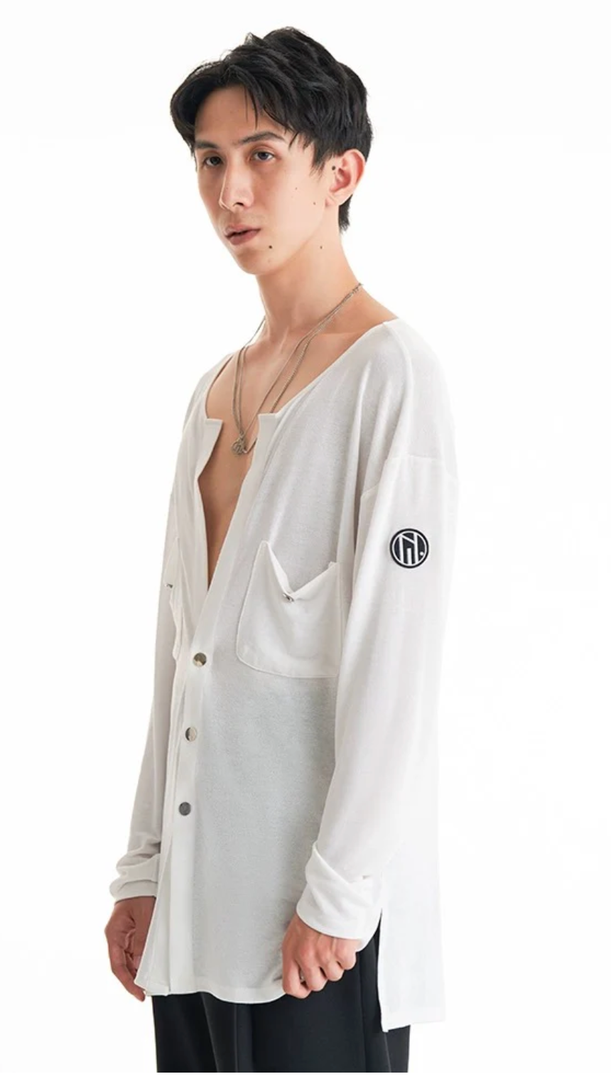 Deep V Button Up