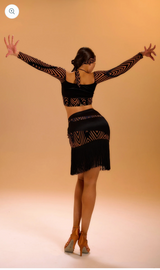 Velvet Jacquard Hil Tassel Skirt