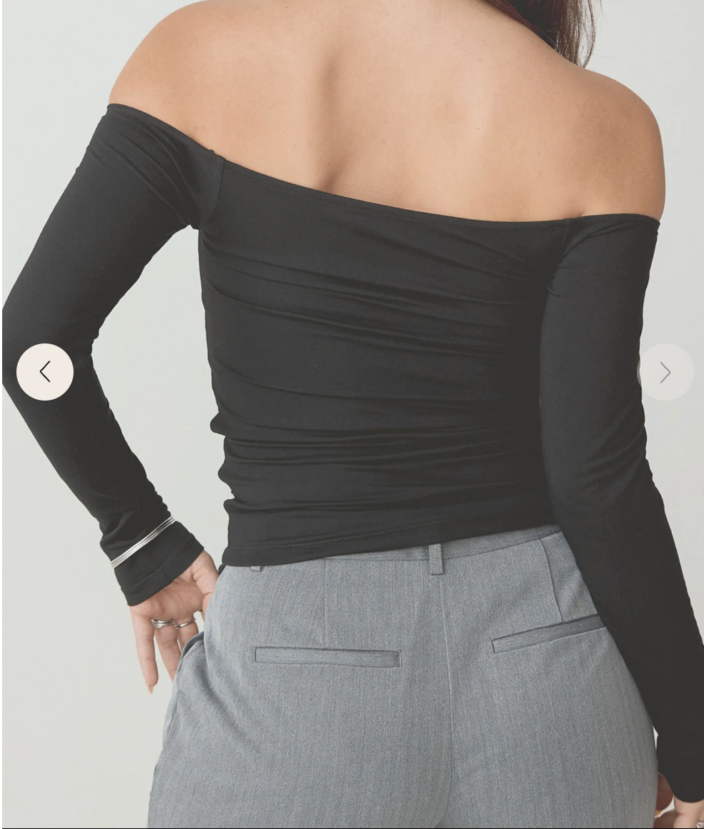 Solid Off the Shoulder Braless Long-Sleeve