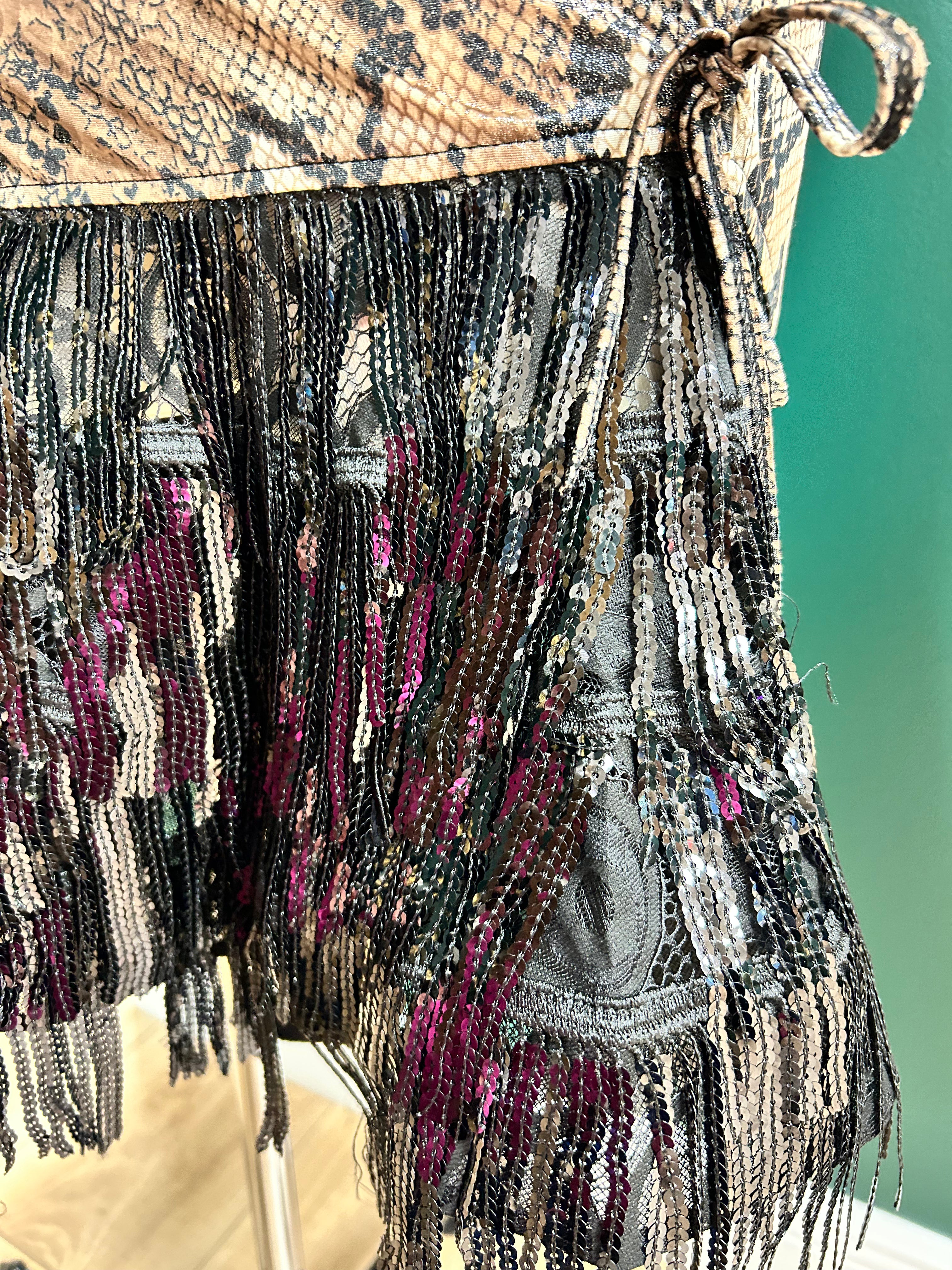 Serpent Whisper Tiered Sequin Skirt