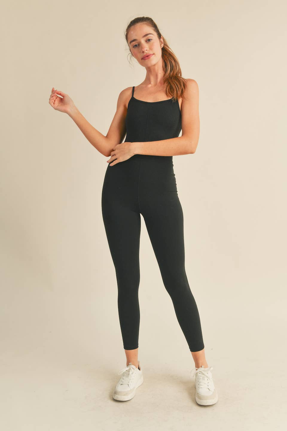 Black Body Hugging 7/8 Length Jumpsuit