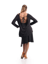 Venus Long Sleeve Tunic- Black With Crystals