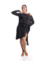 Venus Long Sleeve Tunic- Black With Crystals