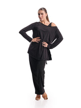 Venus Long Sleeve Tunic- Black With Crystals