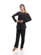 Venus Long Sleeve Tunic- Black With Crystals