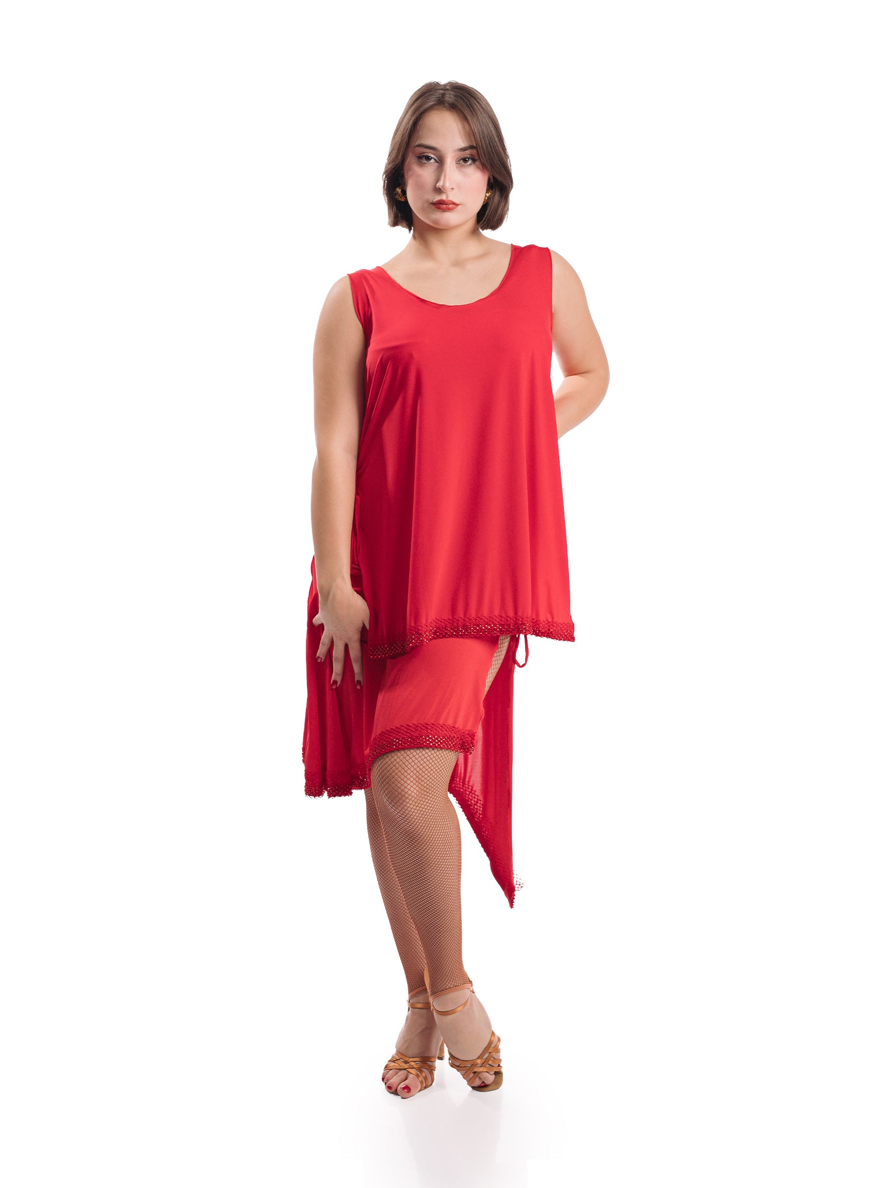 Venus Sleeveless Tunic- Red