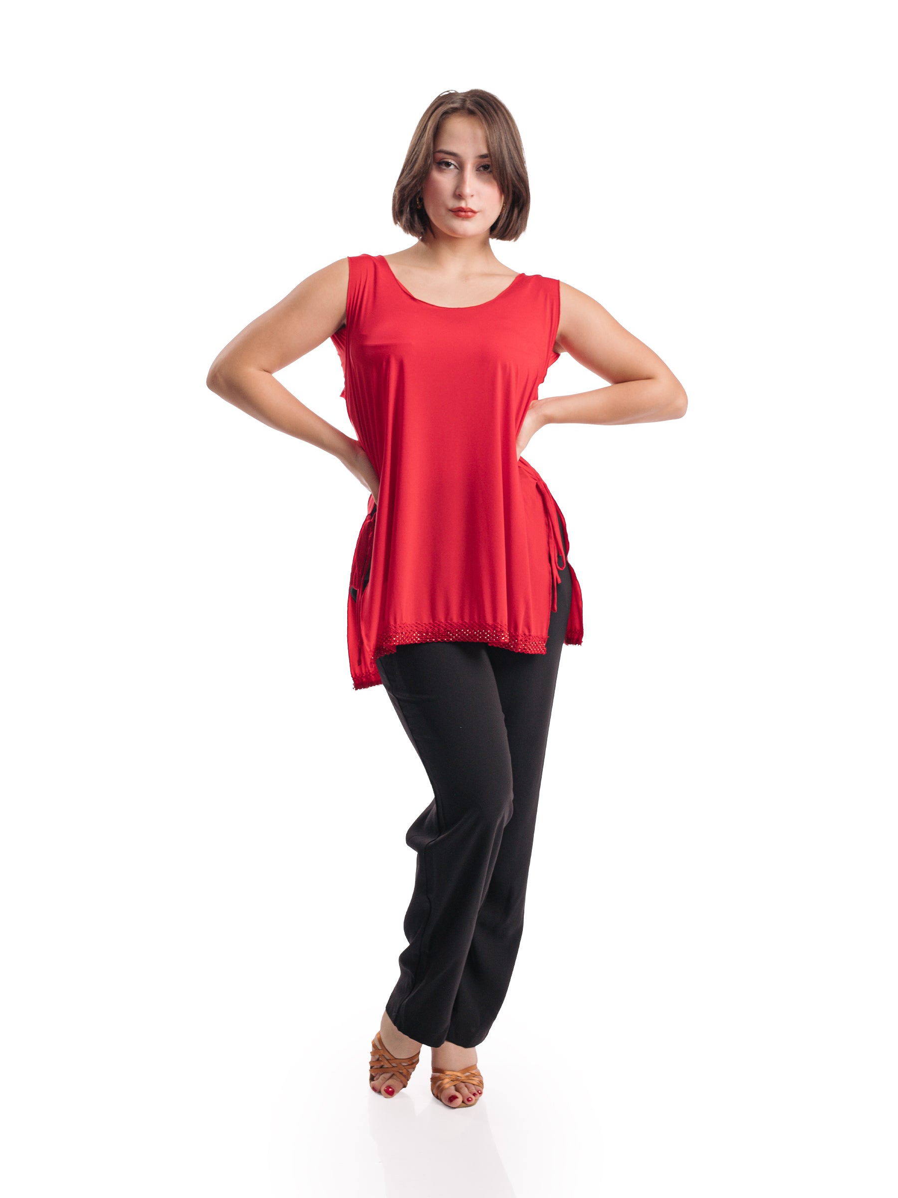 Venus Sleeveless Tunic- Red