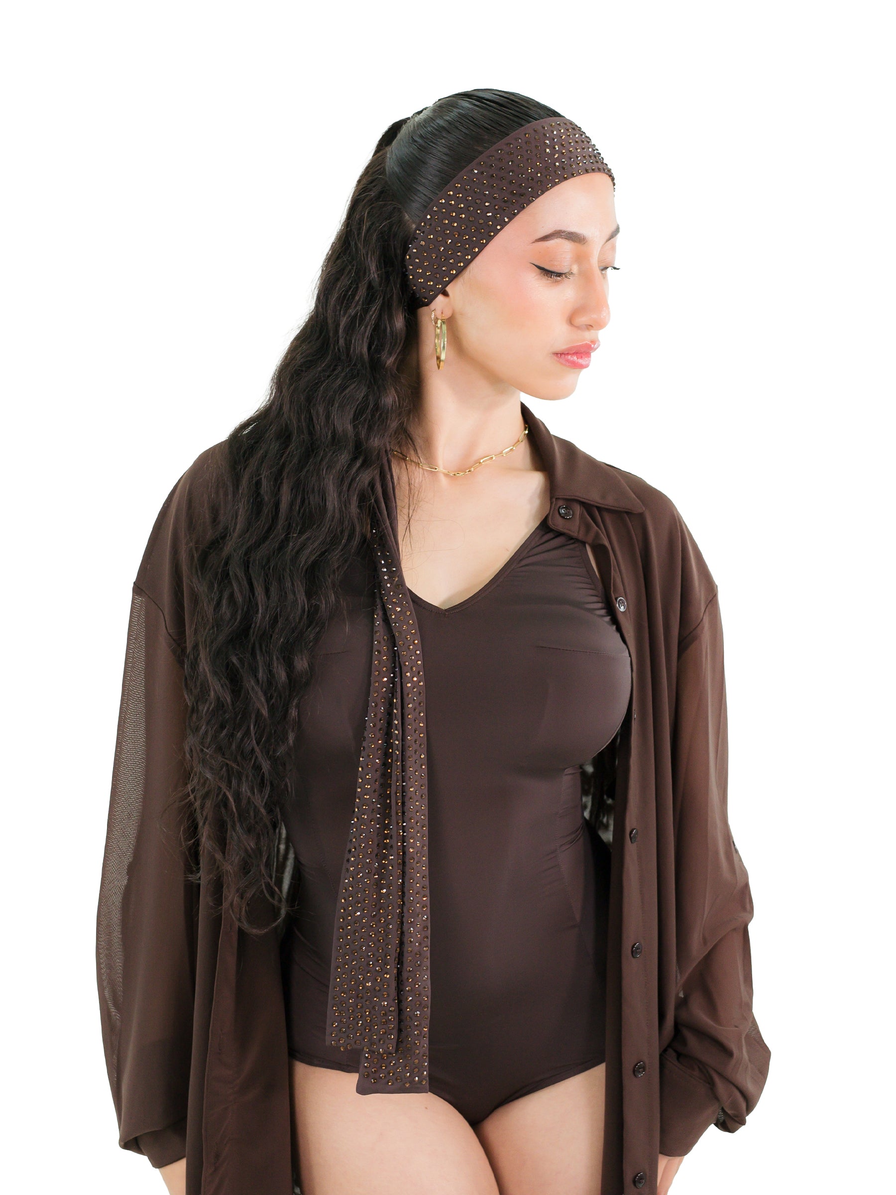 Rhinestone Headband/Belt- Espresso