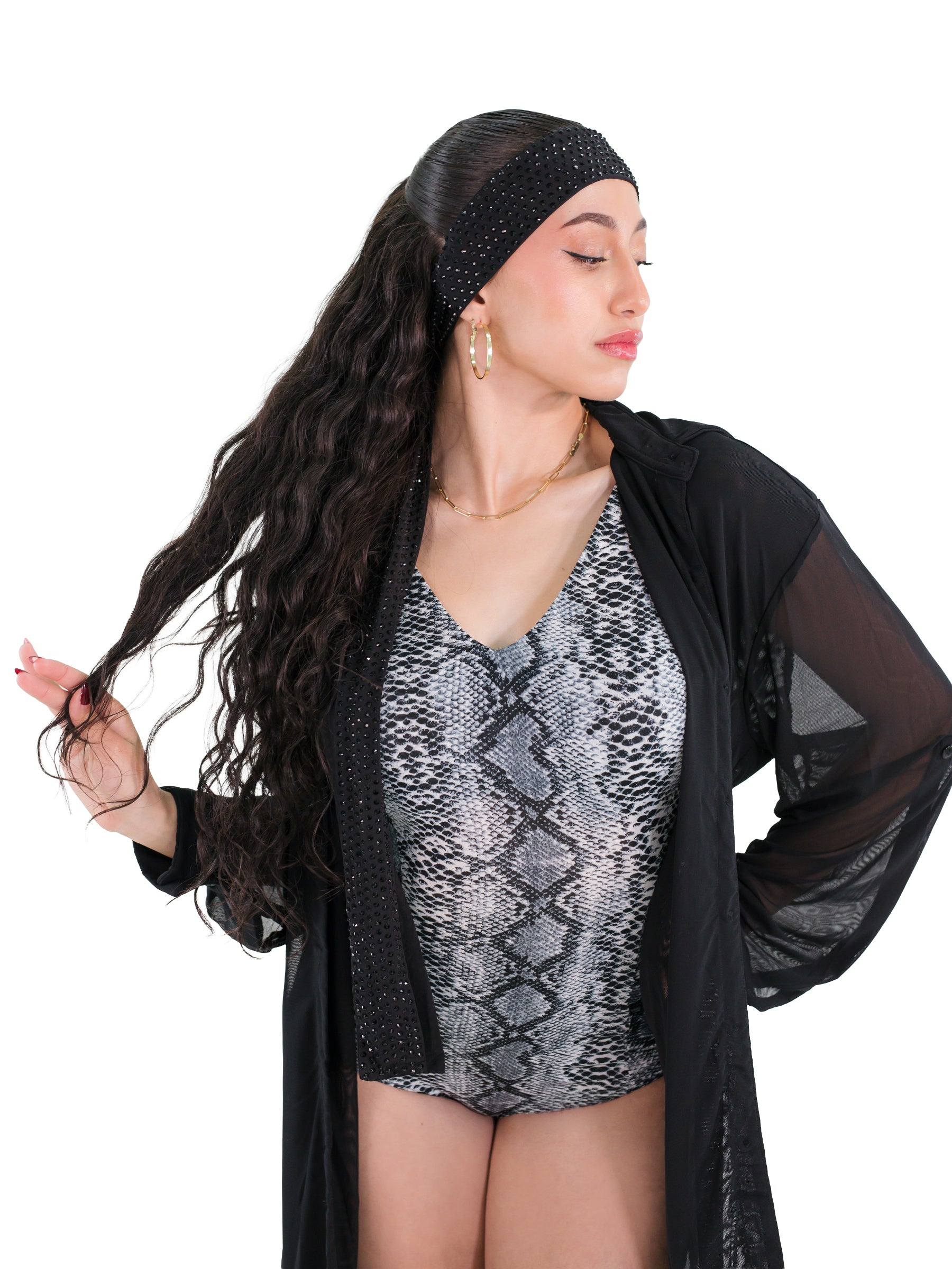 Rhinestone Headband/Belt- Black