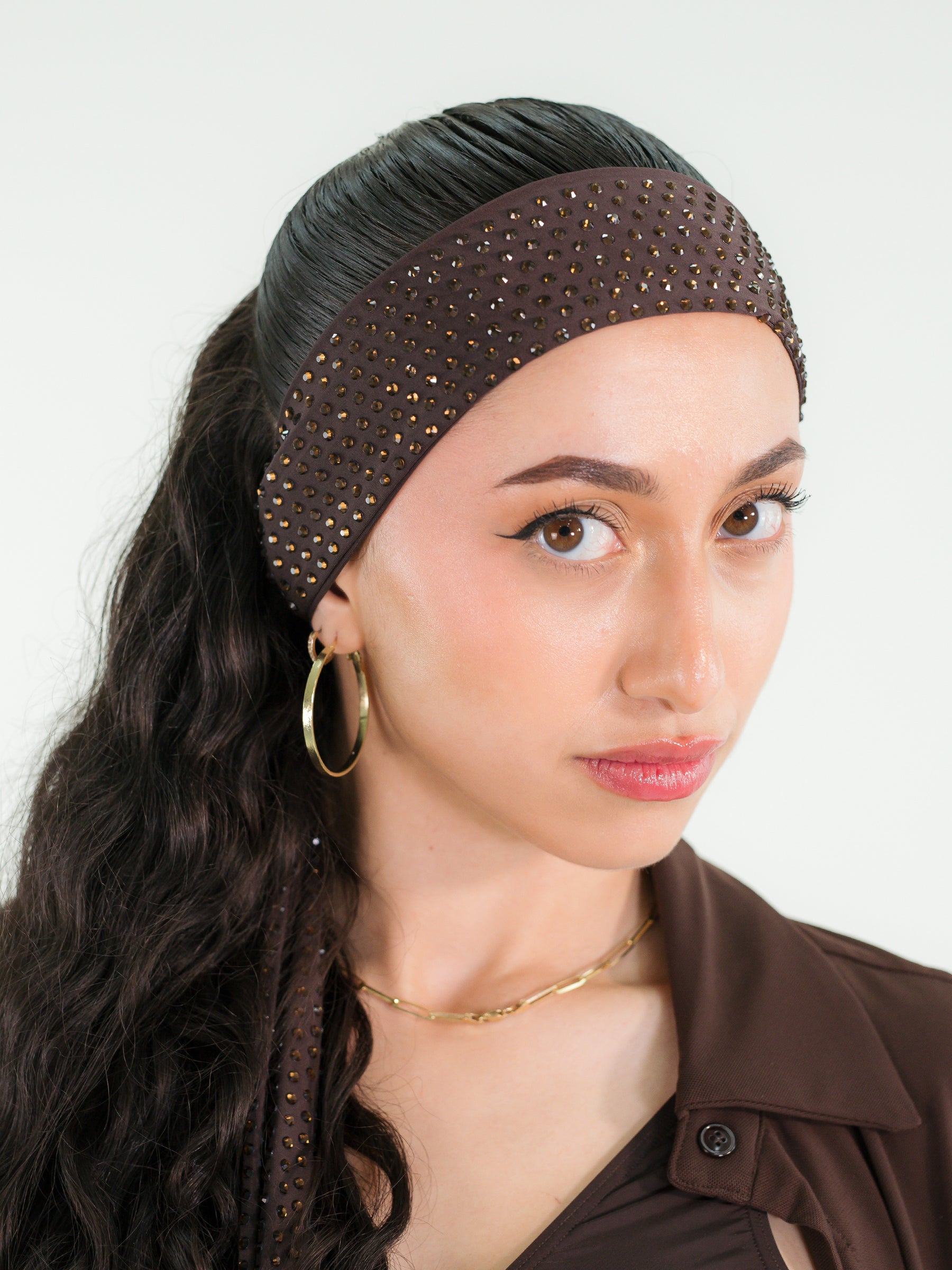 Rhinestone Headband/Belt- Espresso