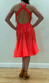 Coral Beaded Latin Dress