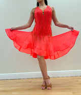 Coral Beaded Latin Dress