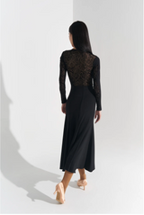 Black Rose Modern Dress with Sheer Back