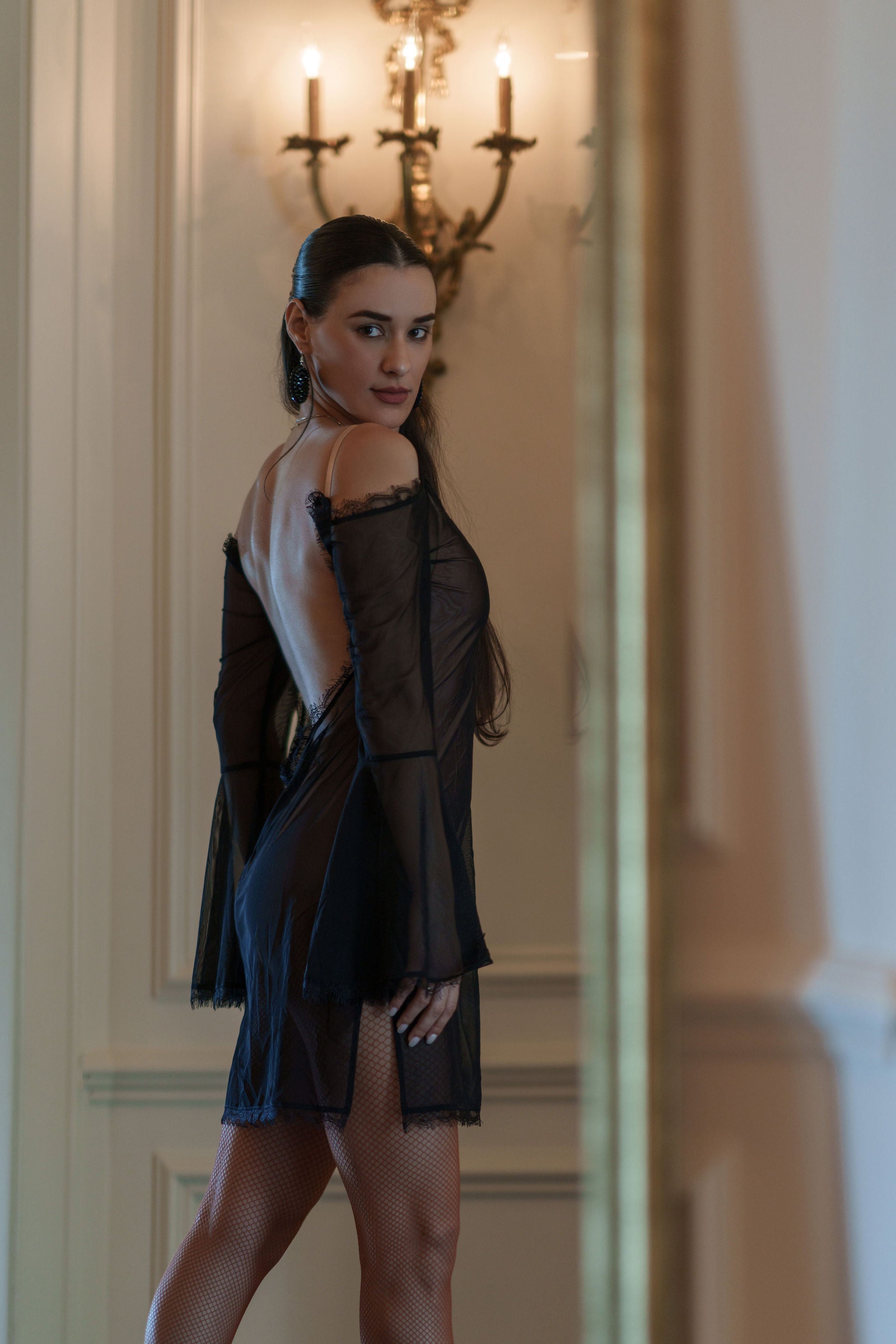 Milena Dress Sheer Black