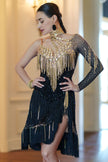 Arti Gold and Black Fringe Latin Dress