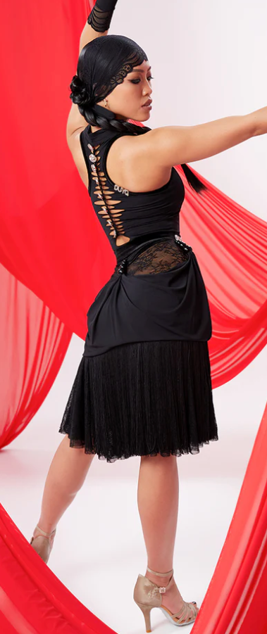 Bead and Lace Draped Fringe Skirt