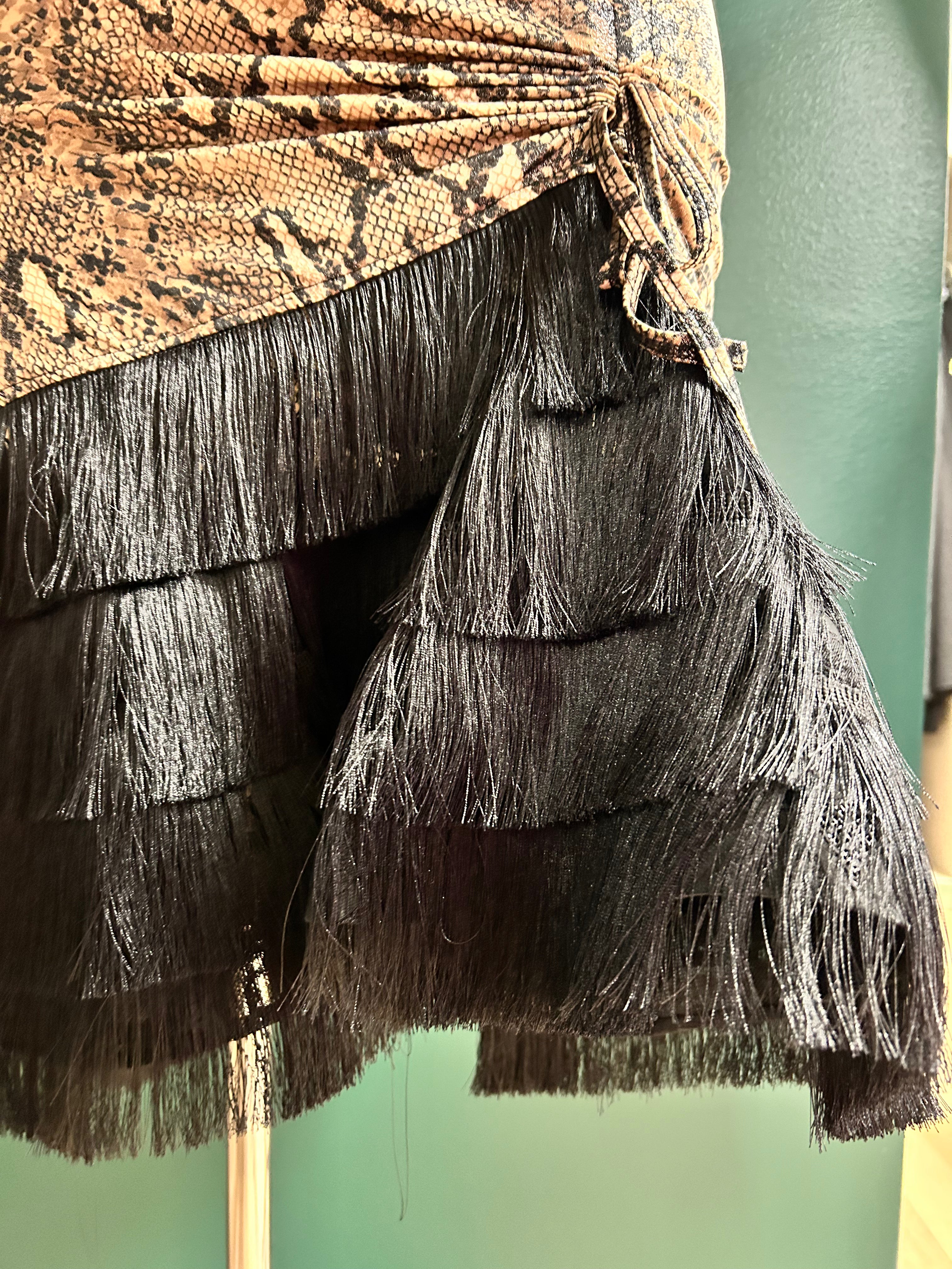 Serpent Whisper Tiered Fringe Skirt