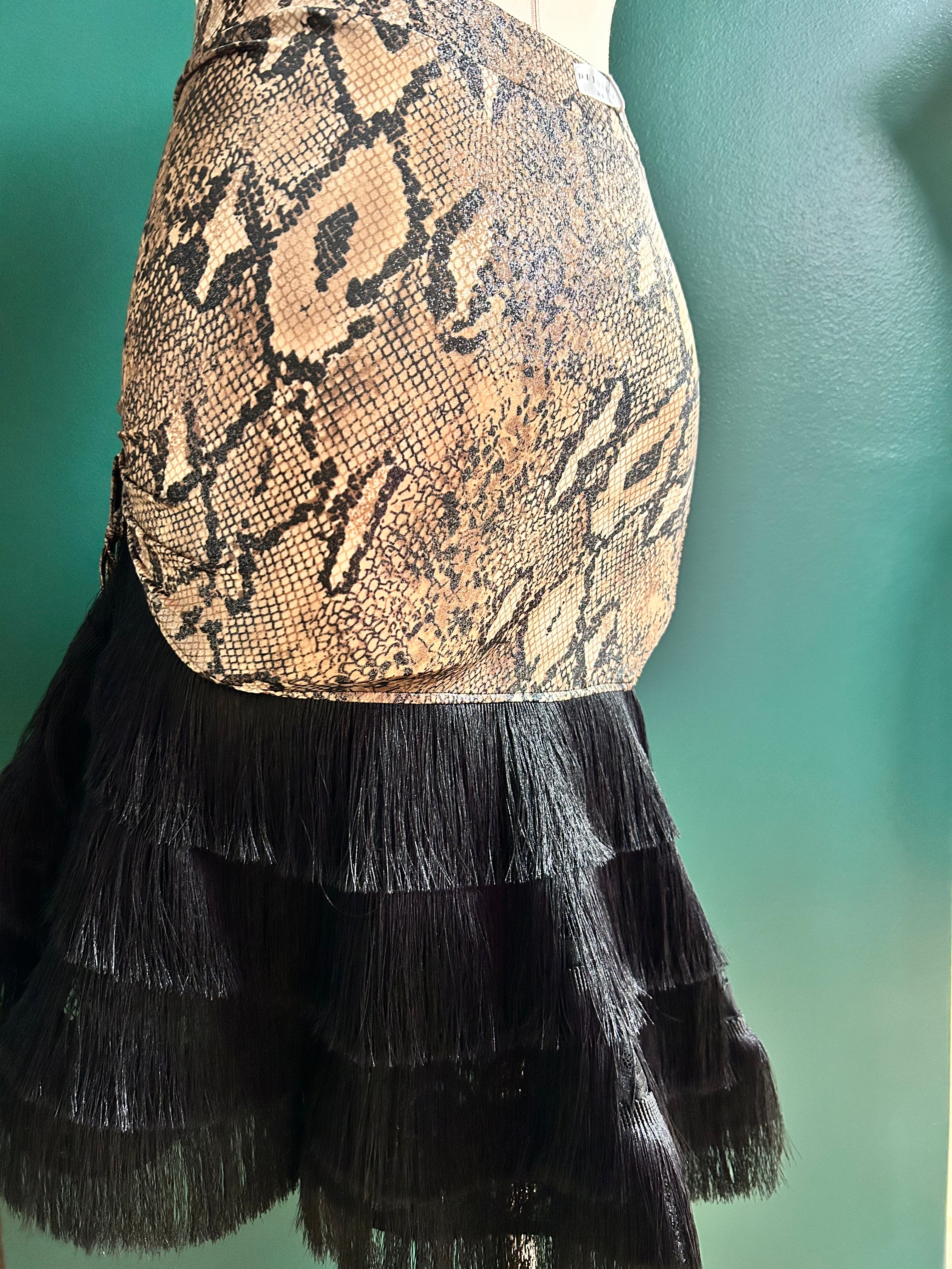 Serpent Whisper Tiered Fringe Skirt
