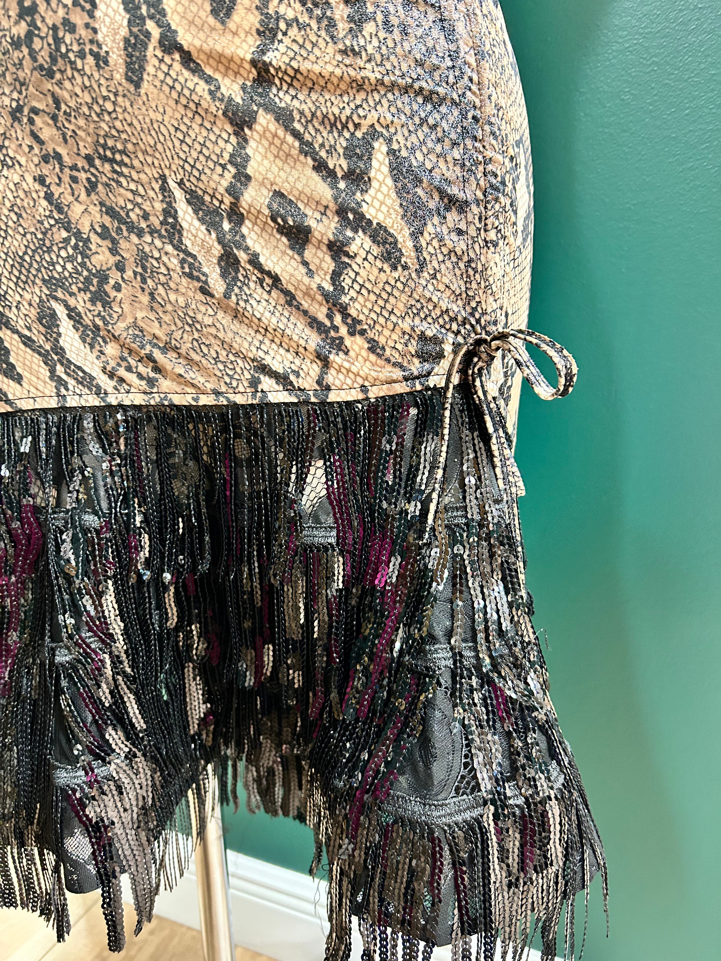 Serpent Whisper Tiered Sequin Skirt