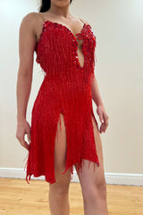 Elems Beaded Red Latin Dress