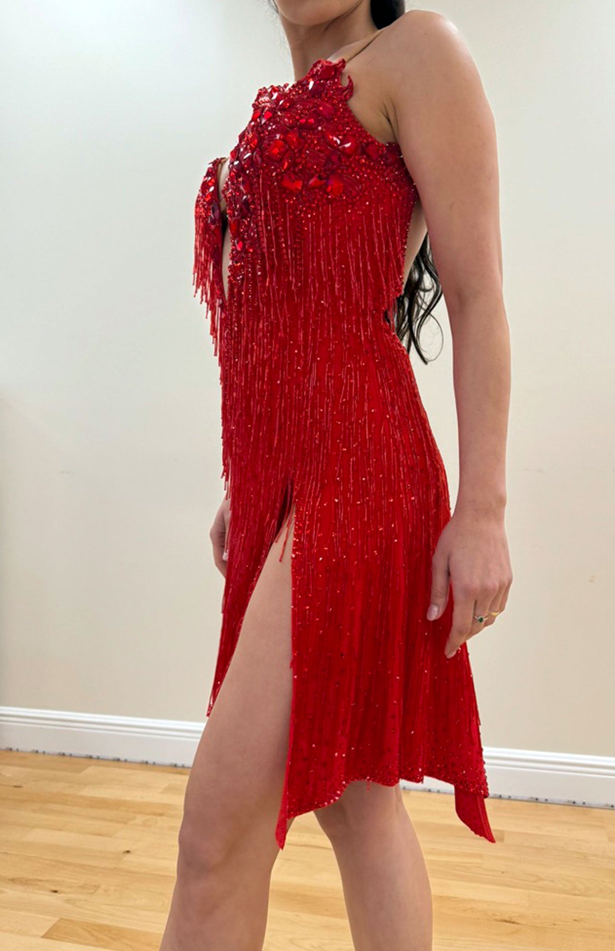 Elems Beaded Red Latin Dress