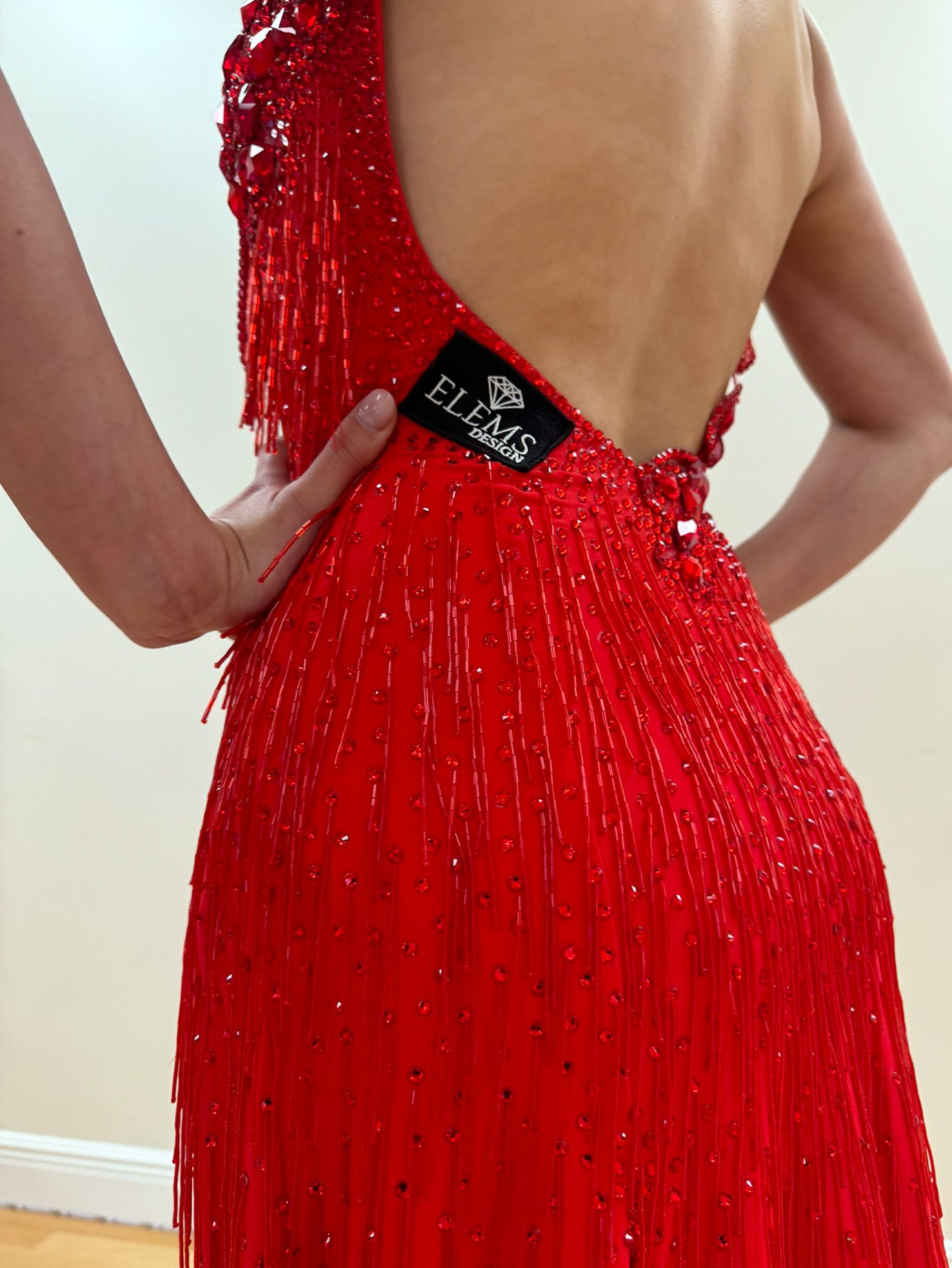 Elems Beaded Red Latin Dress