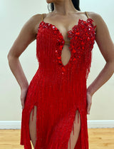 Elems Beaded Red Latin Dress