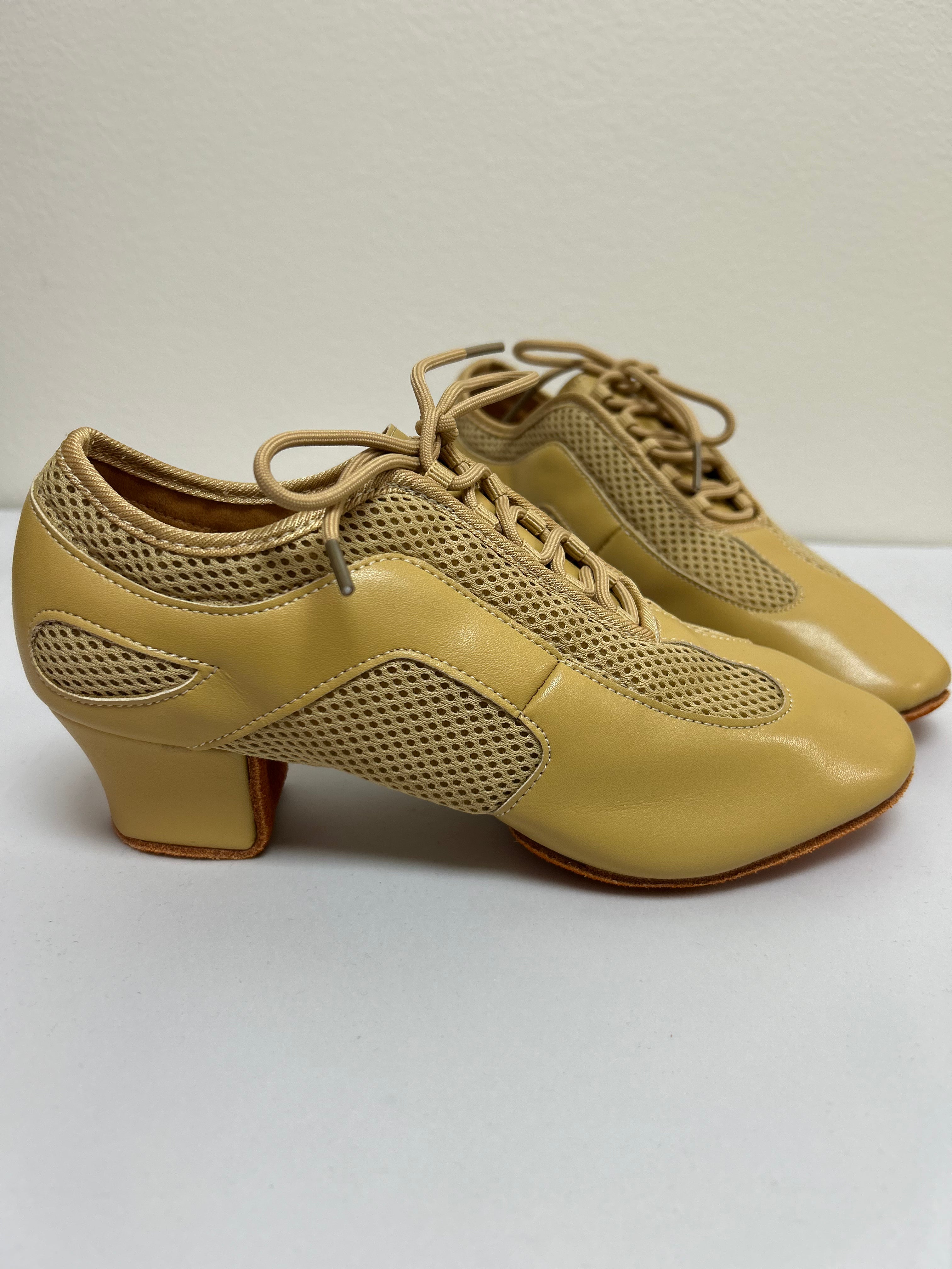 Tan Mesh Ballroom Shoes