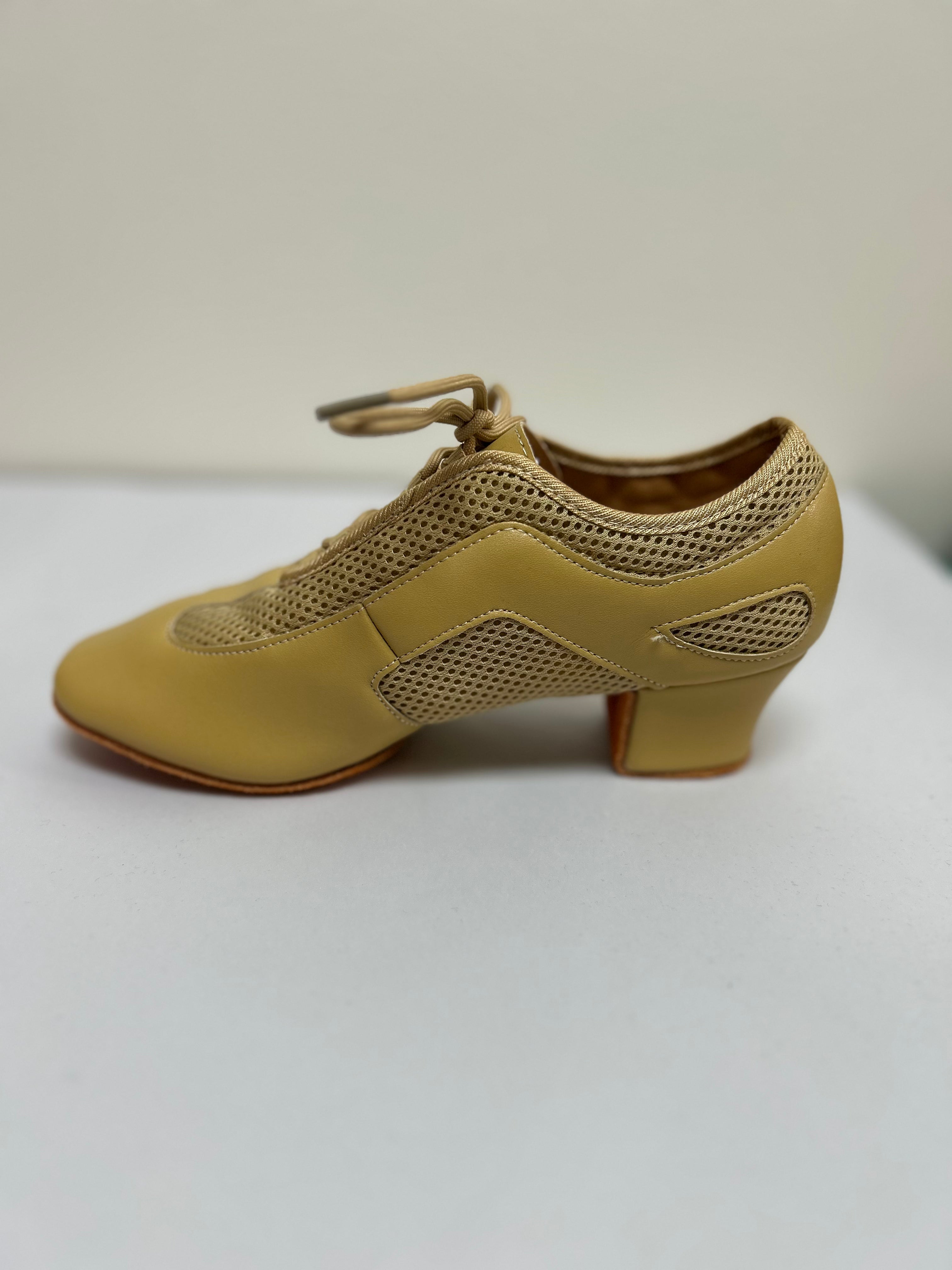 Tan Mesh Ballroom Shoes