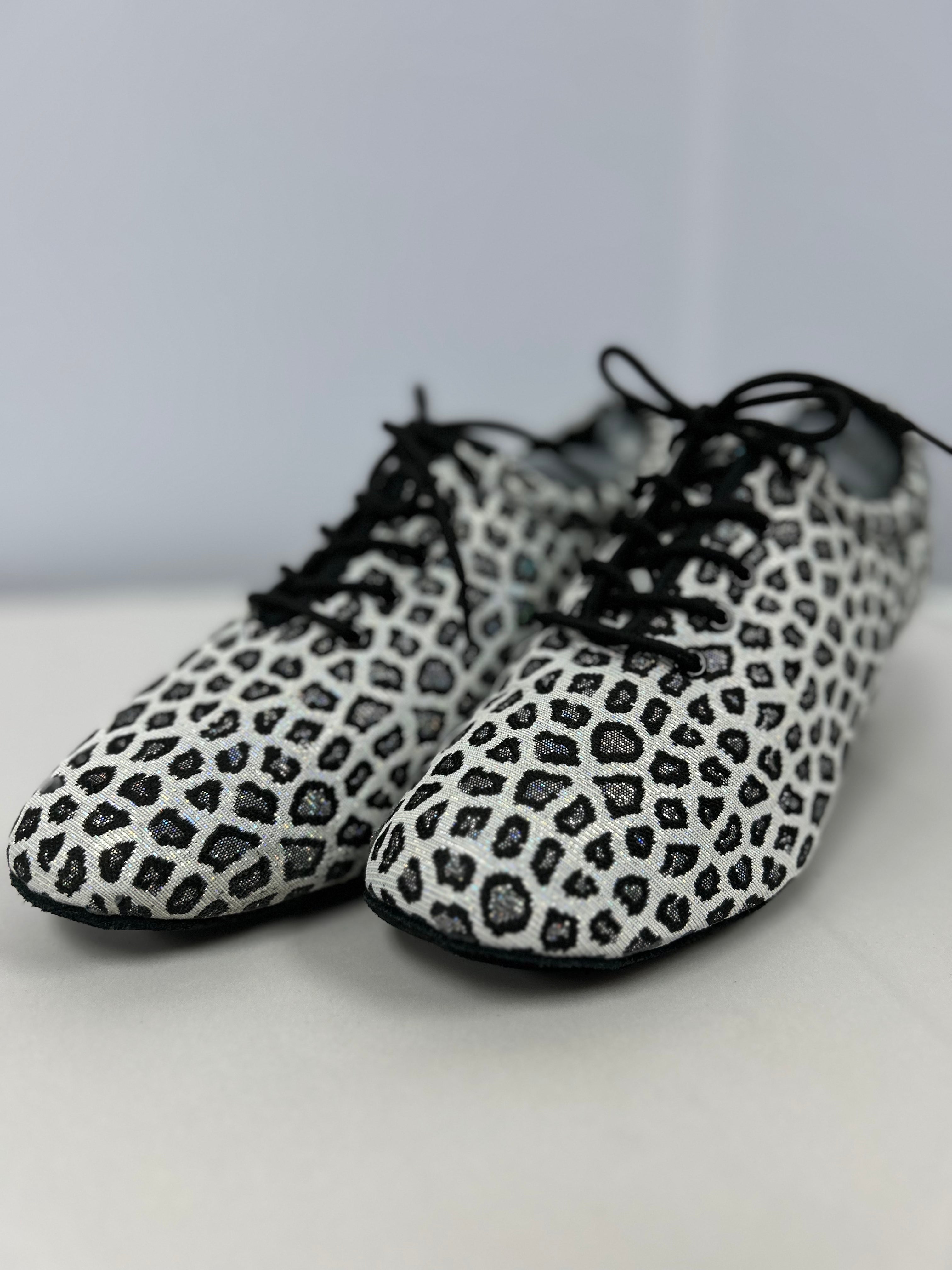 White Leopard Ballroom Shoes
