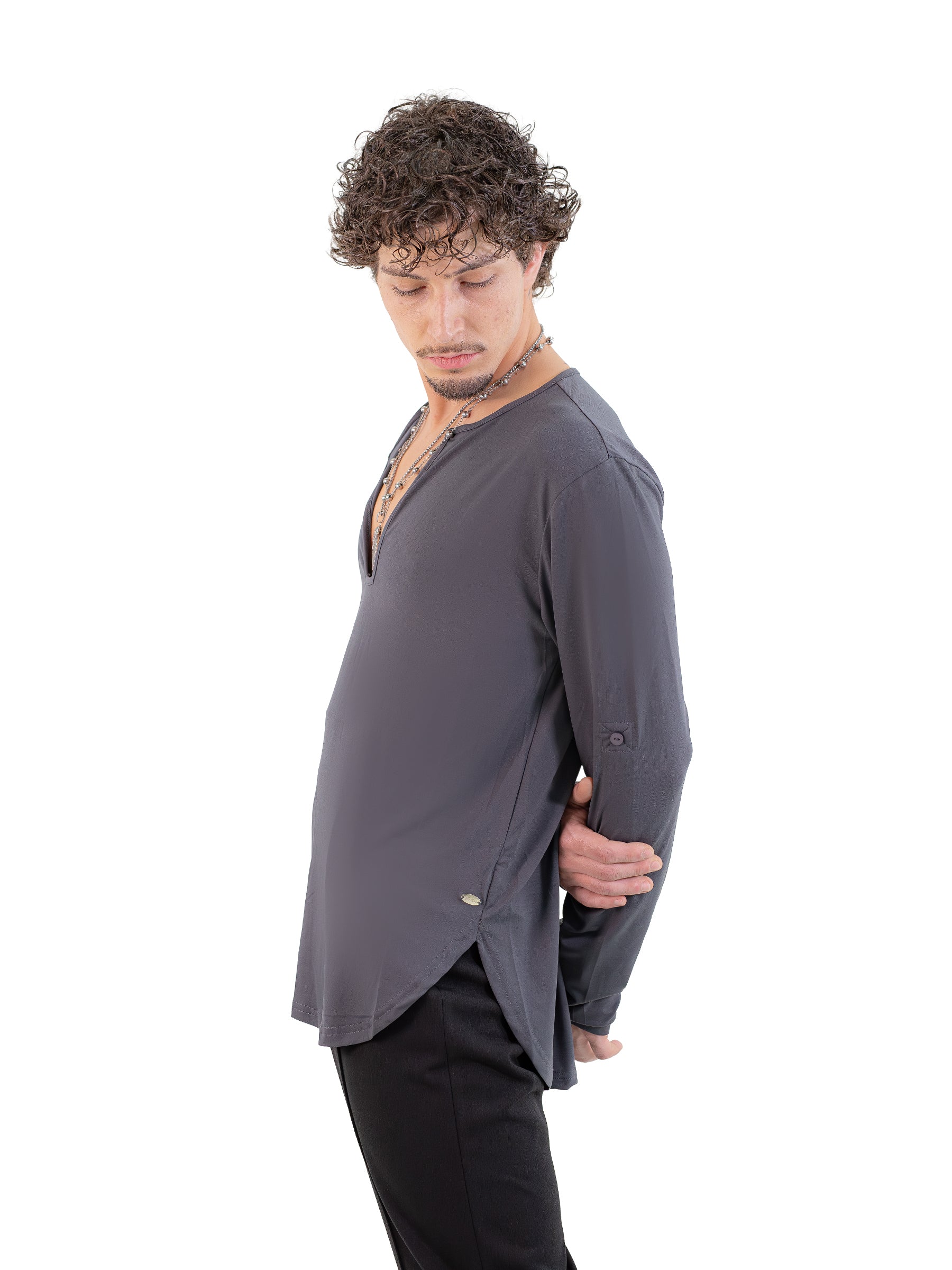 Kahuna V-Neck L/S Tee Grey