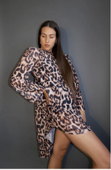 Leopard Oversized Net Shirt