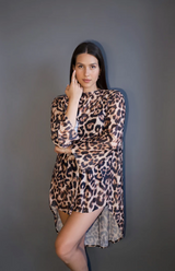 Leopard Oversized Net Shirt