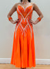 Orange Smooth Competition Dress with Crystal Details