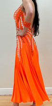 Orange Smooth Competition Dress with Crystal Details