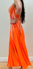 Orange Smooth Competition Dress with Crystal Details