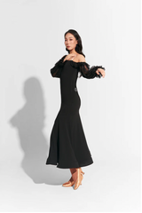 Black Lace Lantern Sleeve  Dress