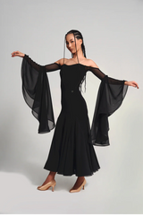 Wide Sleeve  Black  Dress