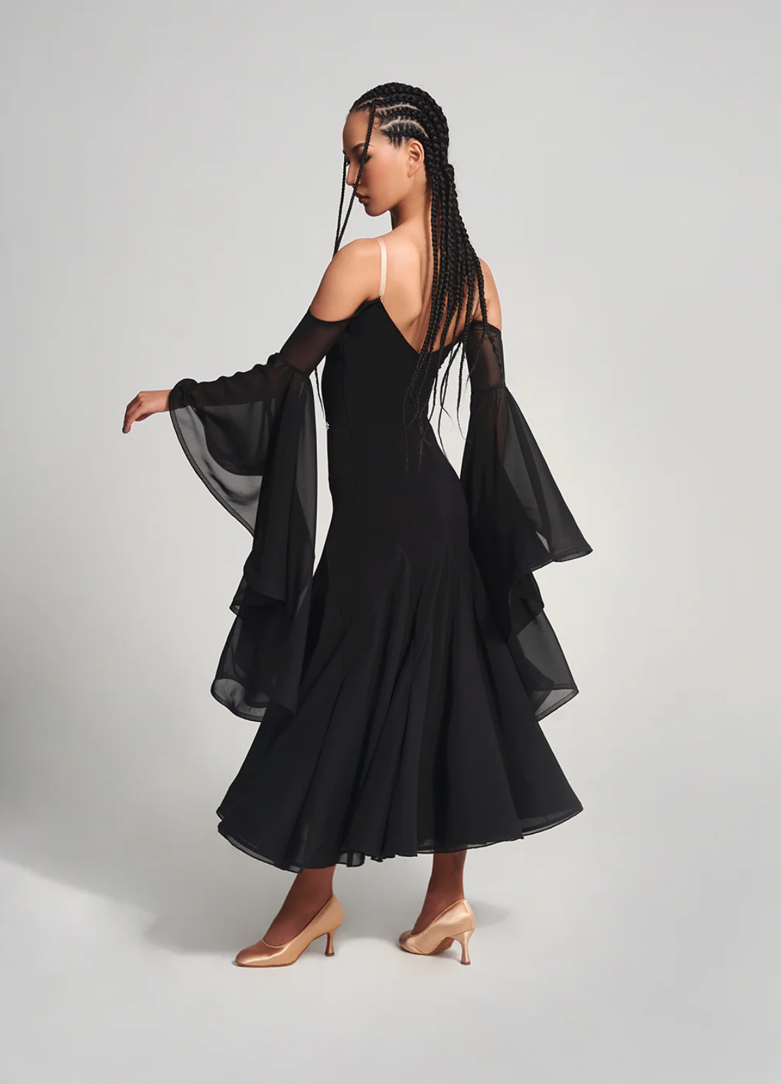 Wide Sleeve  Black  Dress