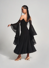 Wide Sleeve  Black  Dress