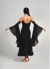 Wide Sleeve  Black  Dress