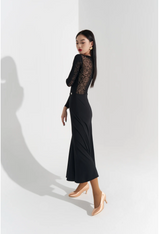 Black Rose Modern Dress with Sheer Back