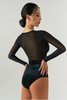 Pleated Grace Mesh Sheer Leotard