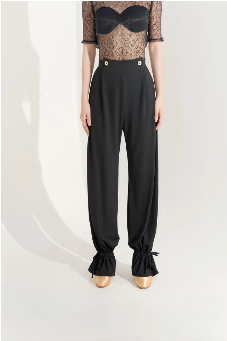 Black Ankle Strap Trousers