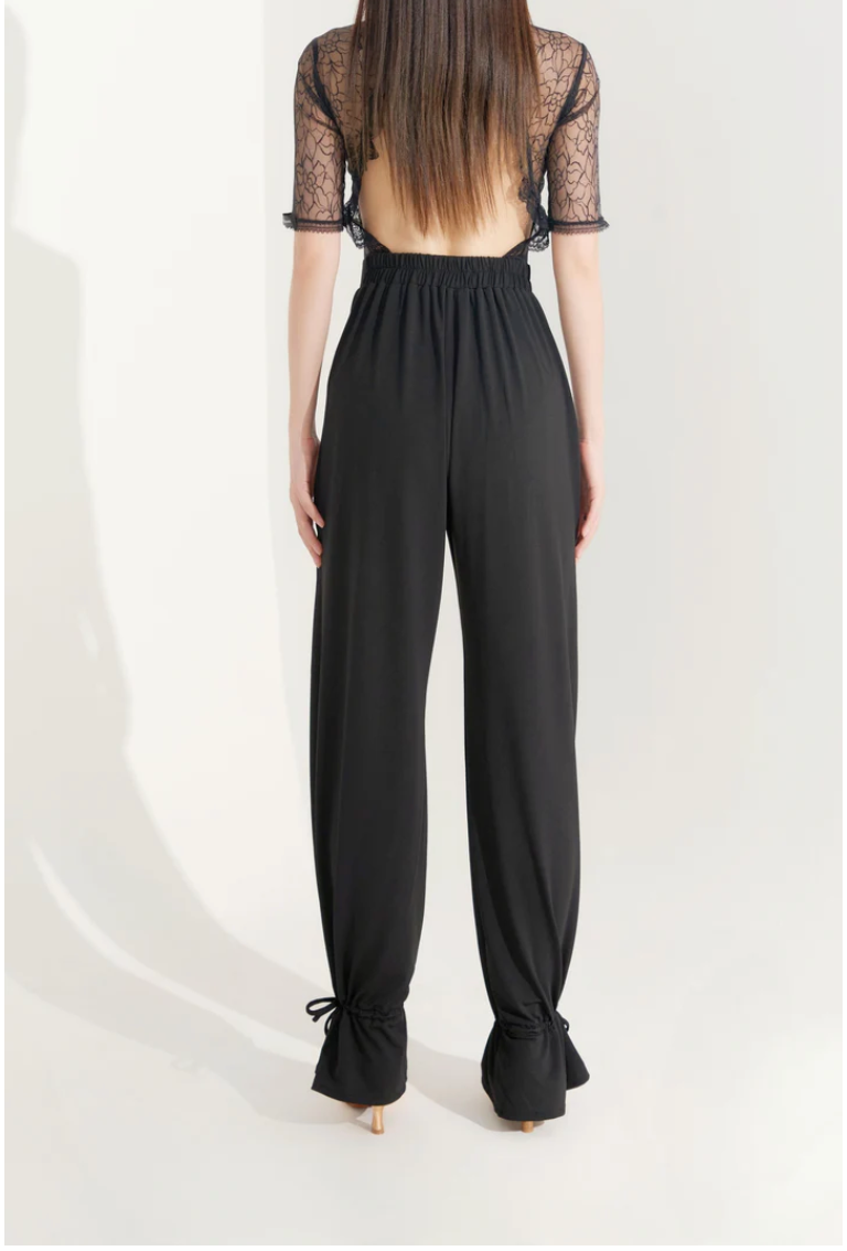 Black Ankle Strap Trousers