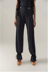 Black Ankle Strap Trousers