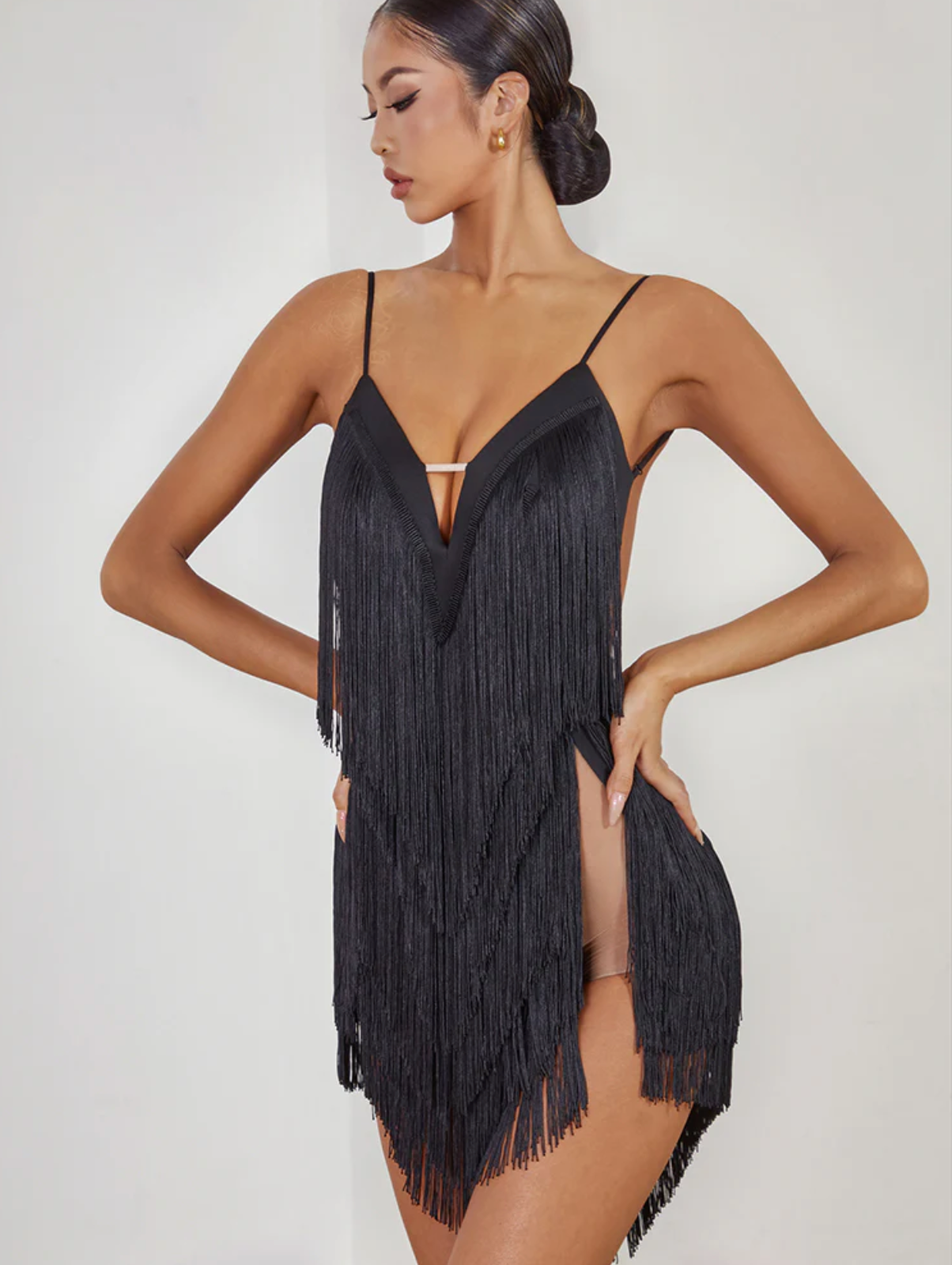 Oasis Fringe Dress Black