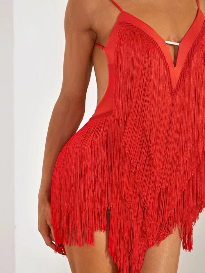 Oasis Dress Fringe Fiery Red