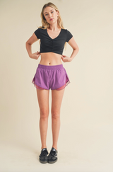 Scoop Neck Front Ruched Crop Top